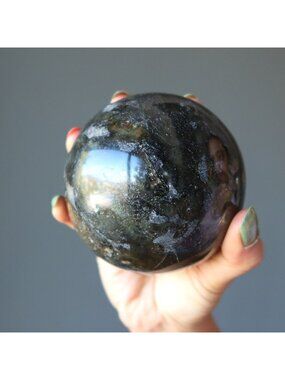 Labradorite Sphere Dark Side of Moon Crystal Ball Flashy Third Eye Chakra Orb